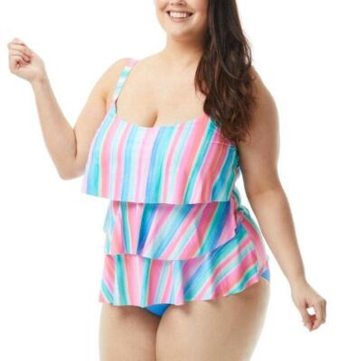 BEACH HOUSE Plus Size 18W Sunrise to Sunset Ruffle Tankini Swim