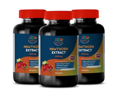 Organic Hawthorn Plant HAWTHORN 665MG EXTRACT Healthy Blood Circulation 3 Bottle