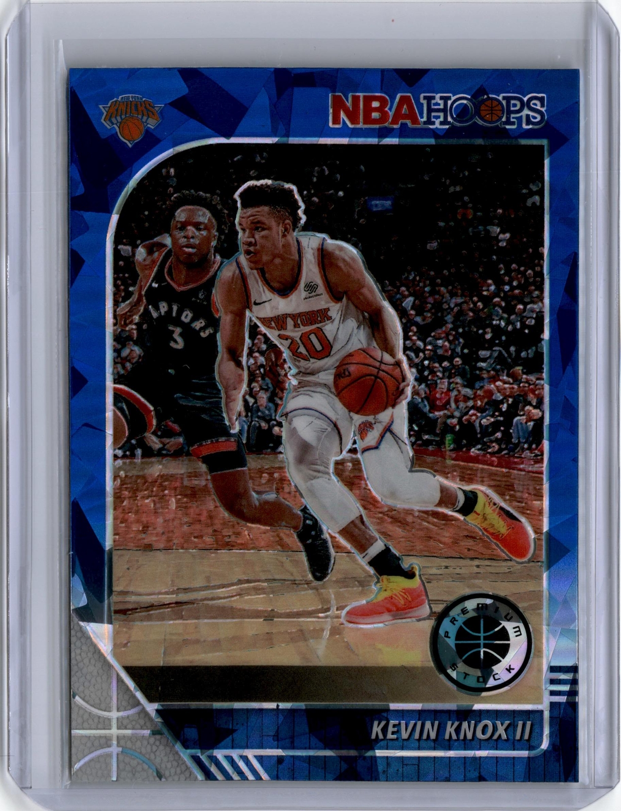 2019-20 Hoops Premium Stock Kevin Knox II 123 Knicks Blue Cracked ice