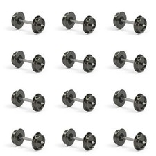 Evemodel 12pcs N Scale 33" Metal Axle DC Wheel Wheelsets for Model Trains Truck