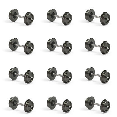 Evemodel 12pcs N Scale 33'' Metal Axle DC Wheel Wheelsets for Model Trains Truck