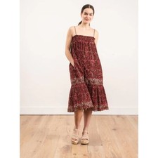 Ulla Johnson Eugenia Dress Henna Burnt Orange Pink Cream EUC $325 Tie Straps 2