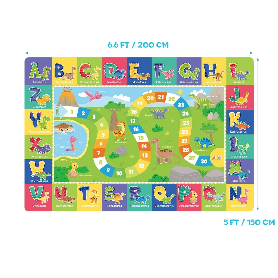 ABC Kids Rug for Playroom, Cartoon Dinosaurs Carpet Playmat for Kids, Classro... - Изображение 2 из 4