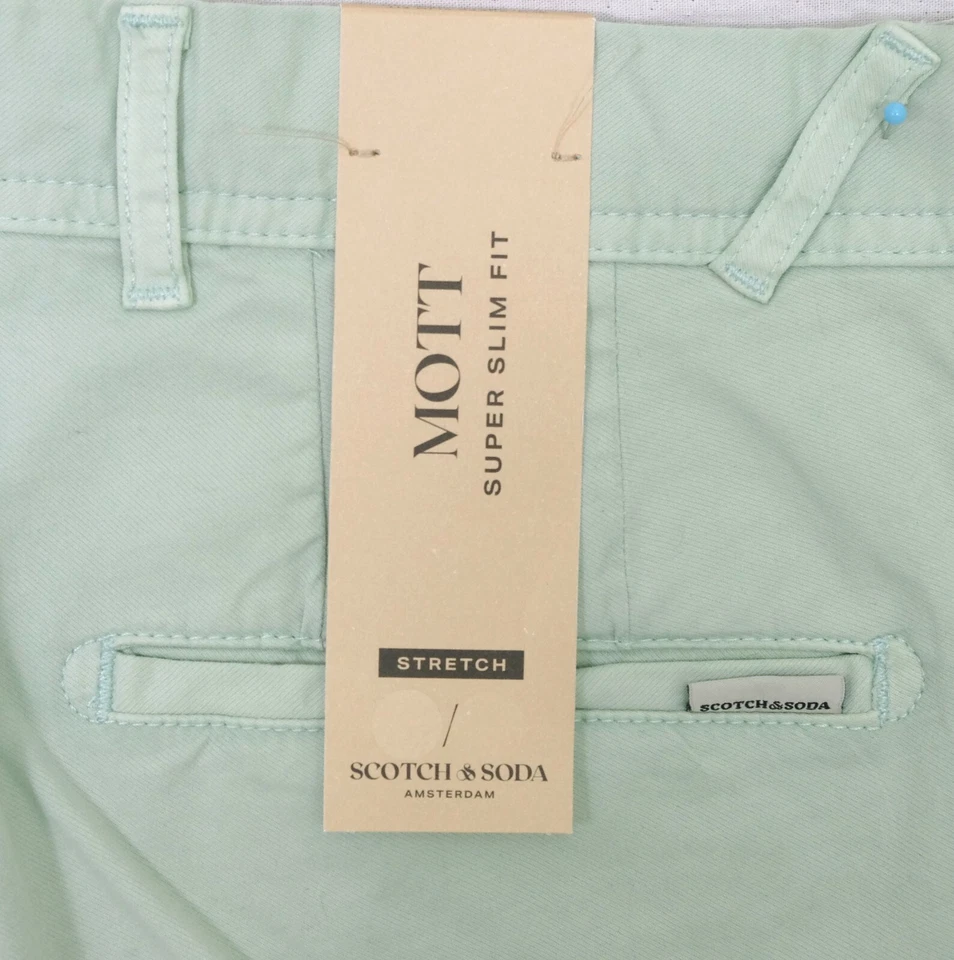 SCOTCH & SODA Pantalon chino MOTT super slim fit stretch homme vert d'eau 165930 - Photo 4/4