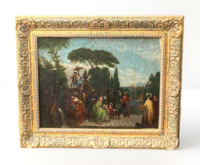 Restored Antique Original 18th Century France Painting, Overall: 33'' by 28''