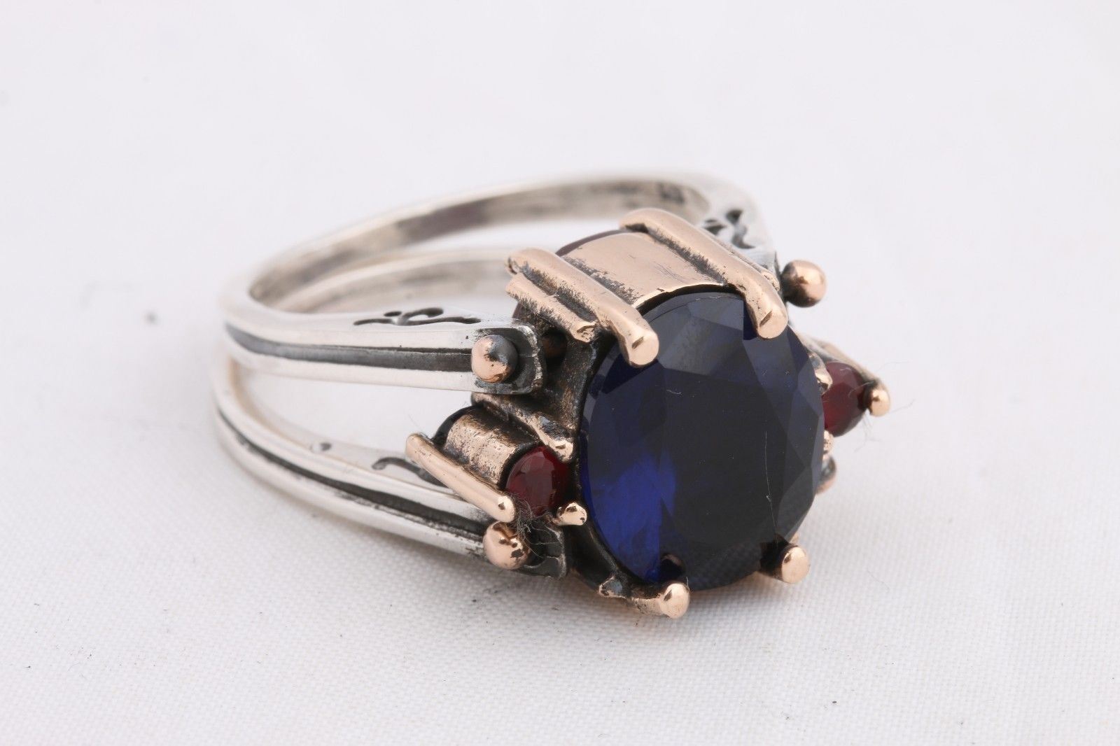 Turkish Jewelry Reversible Oval Sapphire Ruby Jade 925 Sterling Silver ...