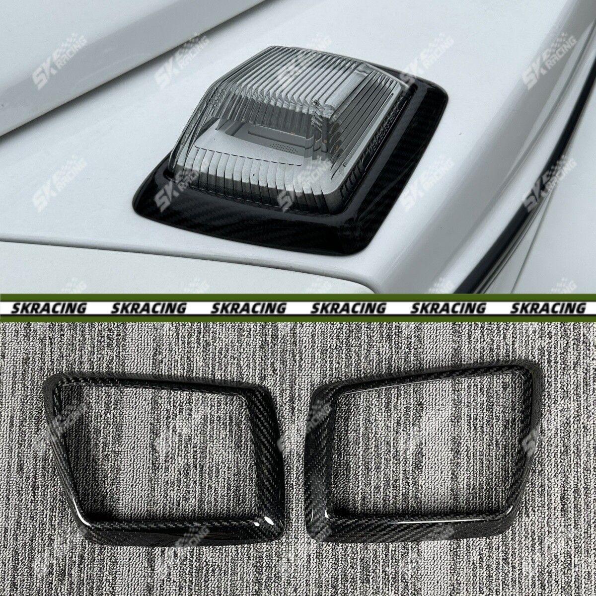 Fits Benz W464 G550 19-24 Dry Carbon Fiber Front Engine Turn Signal Light Cover
