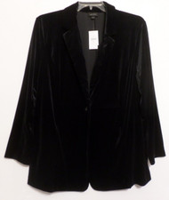 NWT J JILL WEAREVER BLACK VELVET KNIT BLAZER-XL ONE BUTTON FRONT-GORGEOUS 