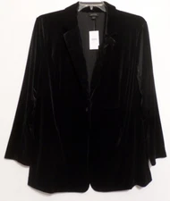 NWT! J JILL WEAREVER BLACK VELVET KNIT BLAZER-XL ONE BUTTON FRONT-GORGEOUS!
