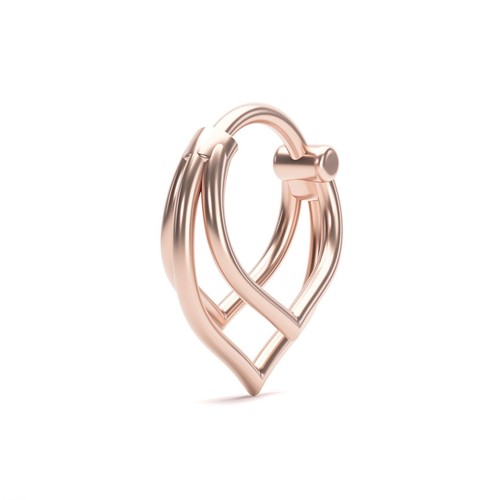 14K Real Solid Gold Triple Chevron Stacked Clicker Hoop - Septum, Daith Piercing - Picture 5 of 6