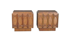Pair of Brutalist Walnut Night Stands