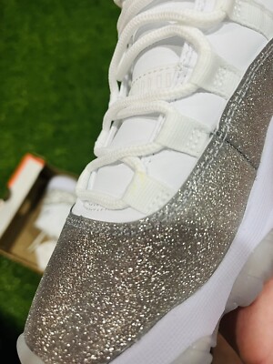 white jordans with silver glitter