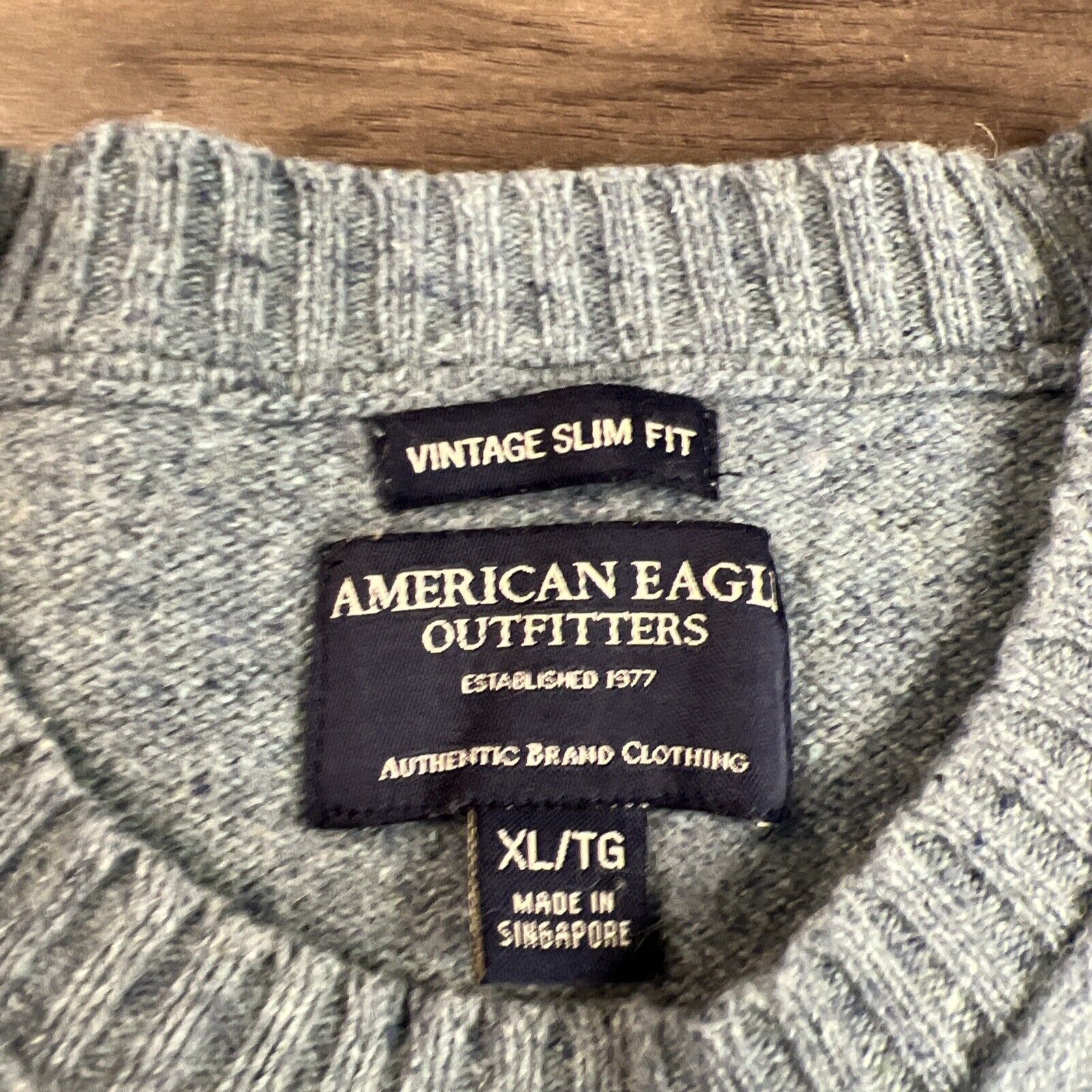 American Eagle Sweater Mens XL Gray Vintage Slim … - image 2