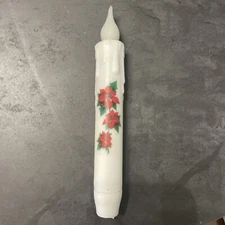 Poinsettia Battery Taper Candle with Timer