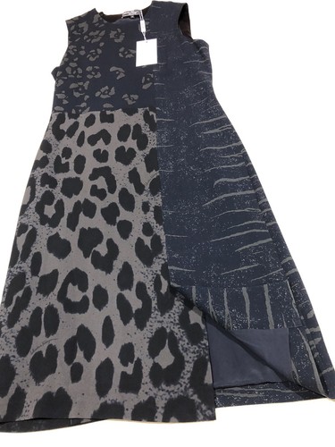 salvatore ferragamo blue balck animal print sheath sleeveless dress size 40$1990 - Picture 8 of 12