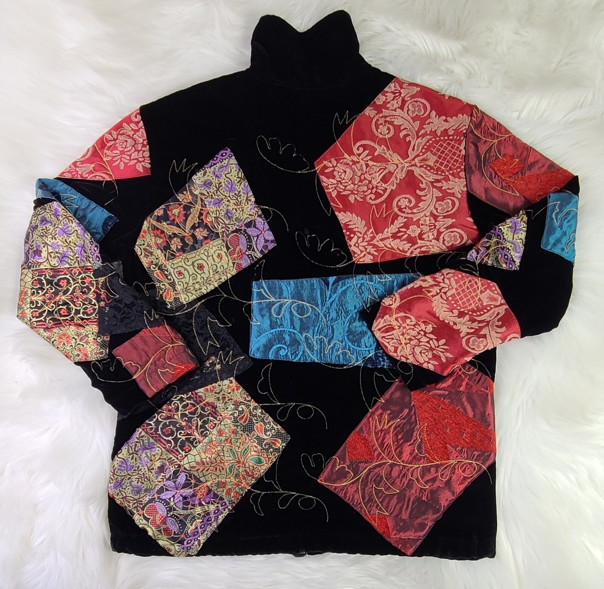 CHICO 'S DESIGN STITCHED PATTERN ZIP UP SOFT JACKET SZ(0