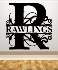 FANCY LETTER "R" PERSONALIZED w/ NAME CAR WALL VINYL DIE CUT DECAL 9" - 22" TALL
