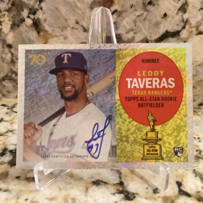 2021 Topps All-Star Rookie Cup Holofractor 56/99 SP Leody Taveras On Card Auto
