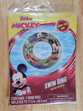 Disney Mickey Mouse Inflatable Swim Ring 17.5" Pool Toy with Repair Kit