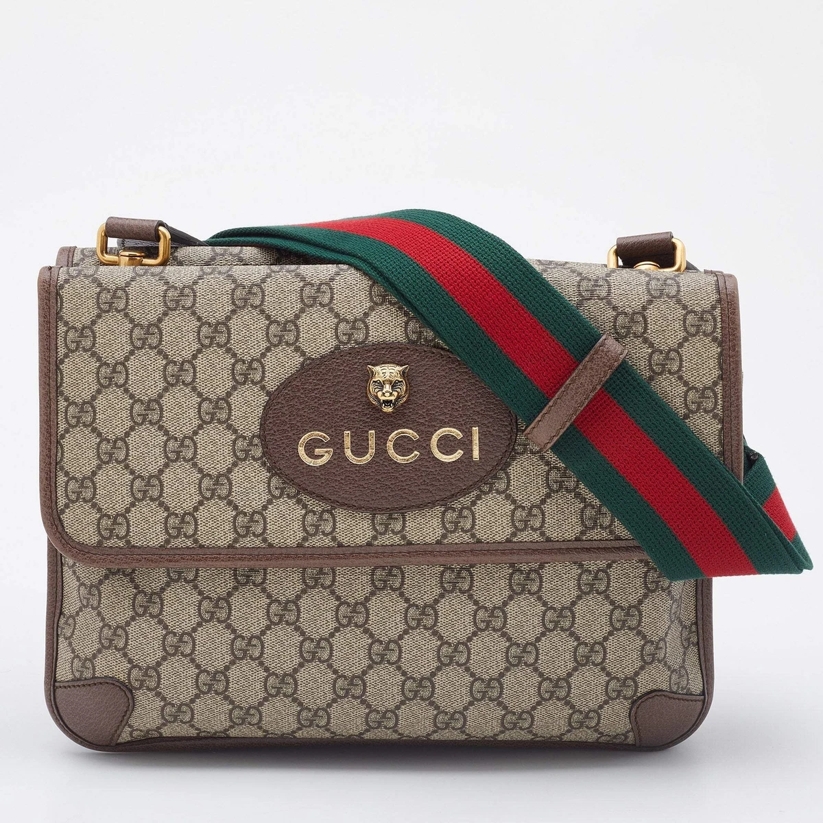 GUCCI Beige GG Supreme Canvas and Leather Small Neo Vintage Messenger Bag