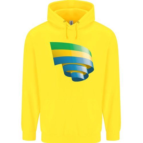 Curled Gabon Flag Gabonese Day Football Childrens Kids Hoodie - Picture 33 of 88