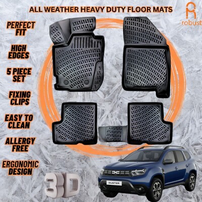 3D Molded Floor Mats Liners For Dacia Duster 2023-2024 4W All Weather Heavy Duty