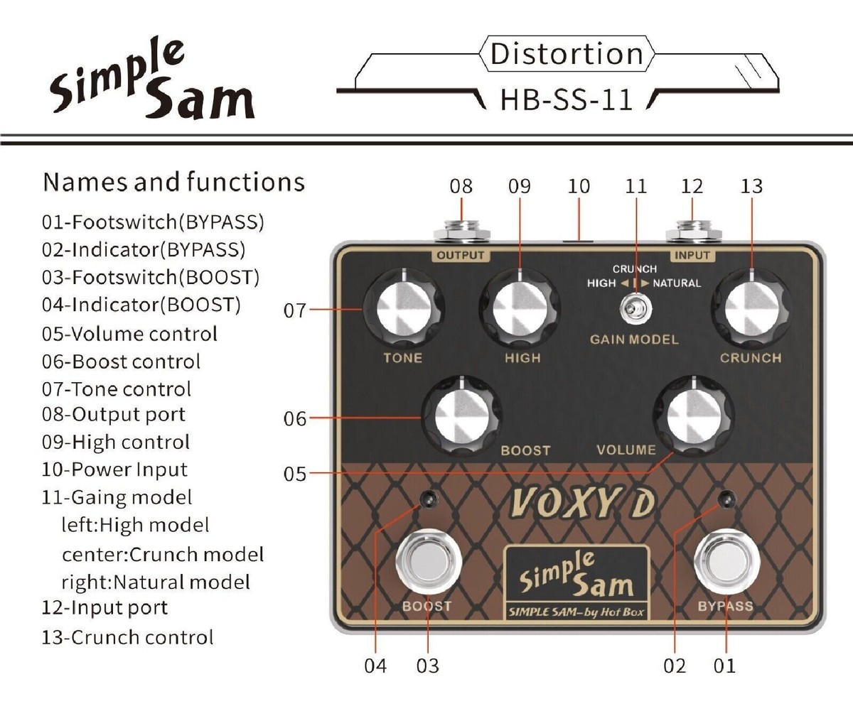 Simple Sam Voxy D Analog VOX Tones Guitar FX Pedal True