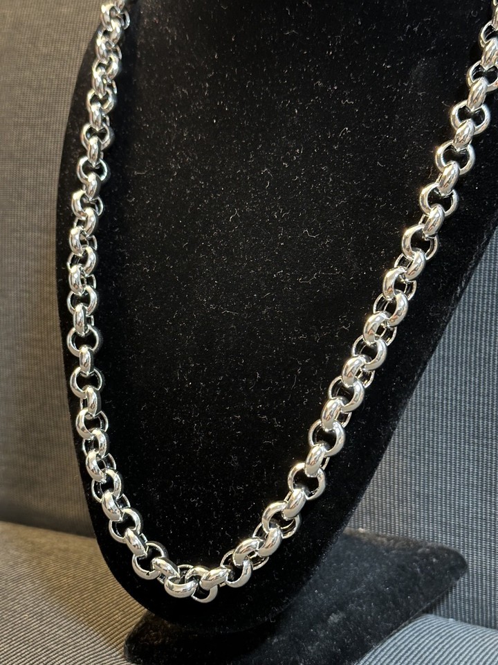 Necklace Real 925 Sterling Silver Filled Solid Belcher Rolo - Foto 3