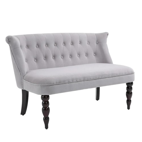 Loveseat Compact Sofa 2Seater Couch Button Tufted Chaise Lounger Vintage Design - Picture 9 of 11