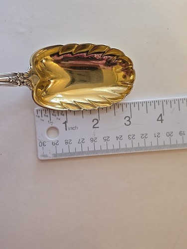 Vintage Tiffany Co Preserve Spoon 9" Richelieu Sterling Gold Wash Mono MCA 91 g - Picture 8 of 10