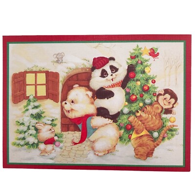 Set Of 12 VTG Christmas Cards Personality Bears Grand Award Cards 1980s Kawai
