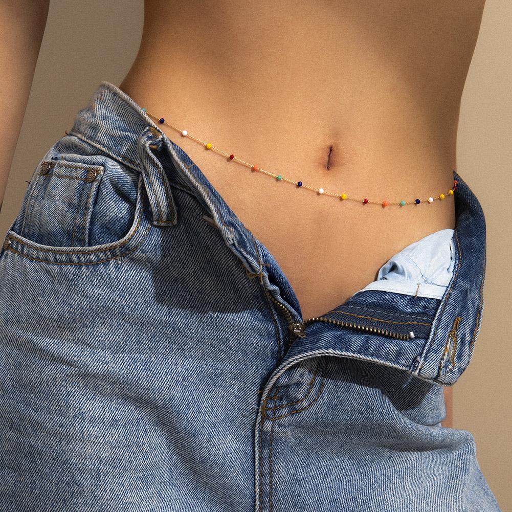 Fashion Women Waist Chain Classic Colorful Beads Body Belly Chain Sexy-
