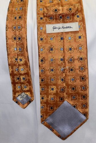 John W. Nordstrom Tie Jacquard Woven Silk Necktie 58 x 3.25 Orange & Blues - Picture 2 of 5