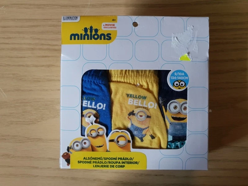 LOT DE 3 SLIPS GARCON LES MINIONS AGE 9/10 ANS (134/140CM) 100% COTON - Photo 1/1