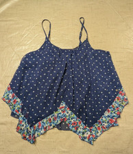 Abercrombie Fitch Cami Women's S Blue Front BackMed Cropped Ruffle Top