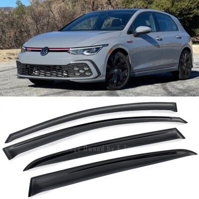 F&R Tinted Out-Channel Window Visor Sun Shade Rain Wind Guard Fit 21-Up VW Golf