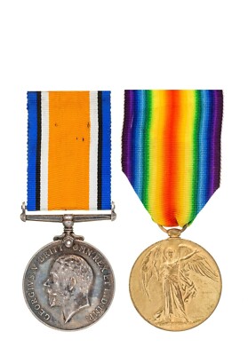 WW1 British War & Victory Medal Pair 131084.DVR.T.B.BROWN.R.A