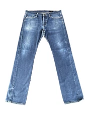 Made in USA Jeans THVM Straight Leg Button Fly Mens 34x34 Mid Blue Premium Denim