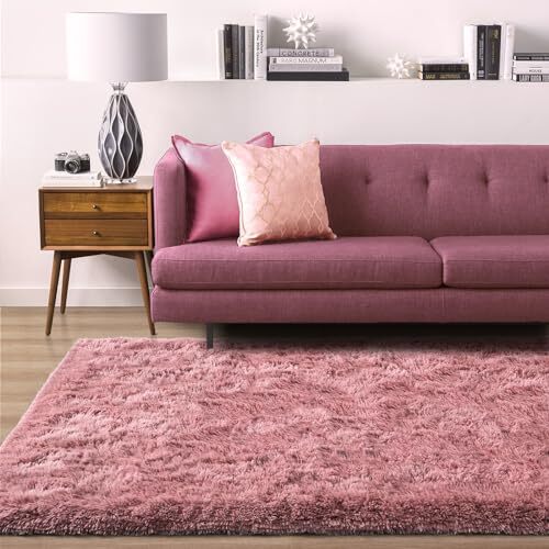 Ultra Soft Fluffy Bedroom Rugs Memory Foam Carpet Large Area 8x10 Feet Blush - Bild 3 von 7