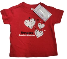 Two Feet Ahead Baby Newborn Rutgers Knights Hearts T-Shirt TEE 12 Months New
