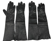 VTG Van Raalte Gloves Womens Black Kid Leather 2 PR NOS Size 6 and 6.5 Longer