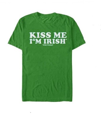 St. Patrick's Day Kiss Me I'm Irish for Today T-Shirt Tee (Men's S) Green NWT