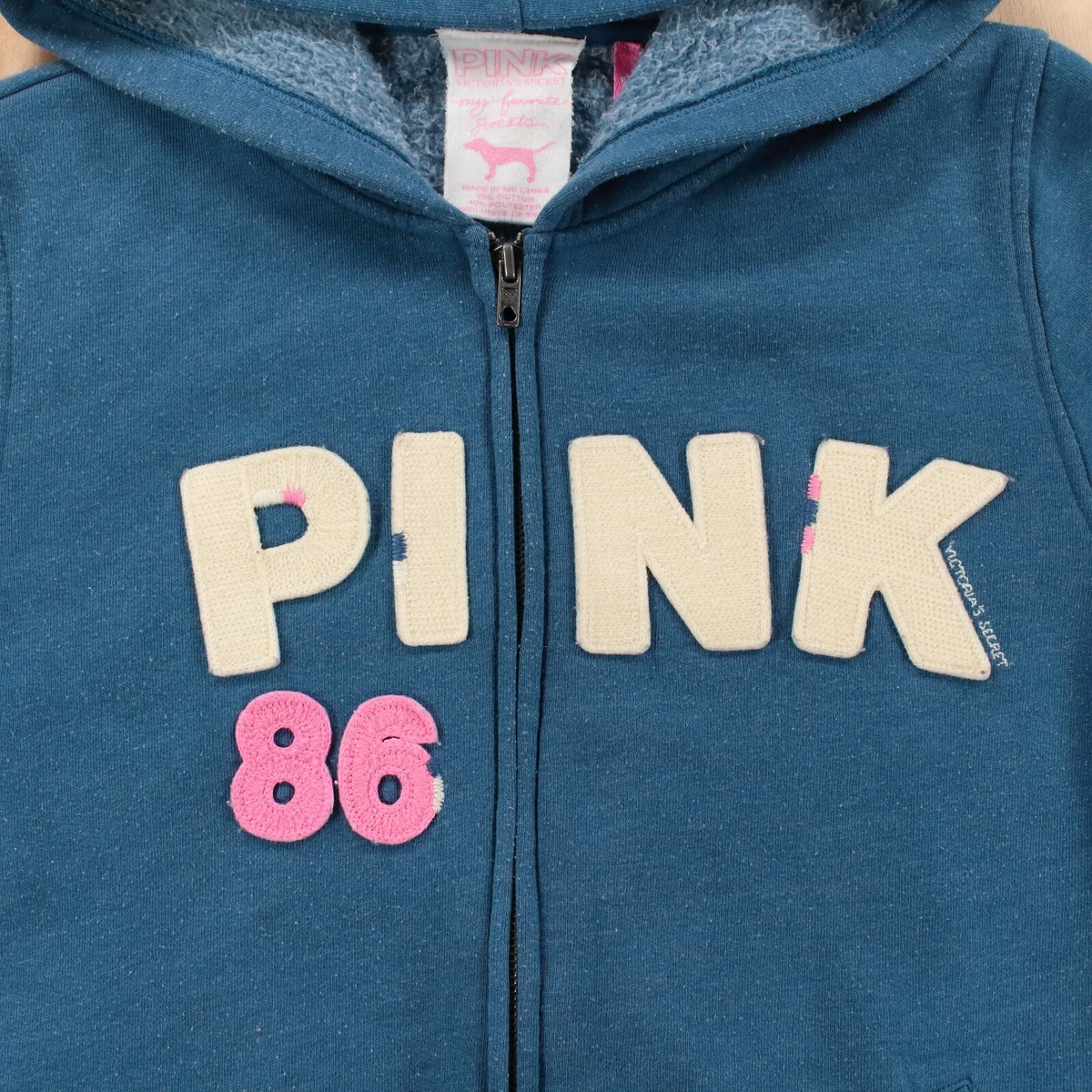 vtg Victoriau0026#039;s Secret PINK 86 hoodie sweatshirt LARGE 00s y2k  embroidered patch | eBay