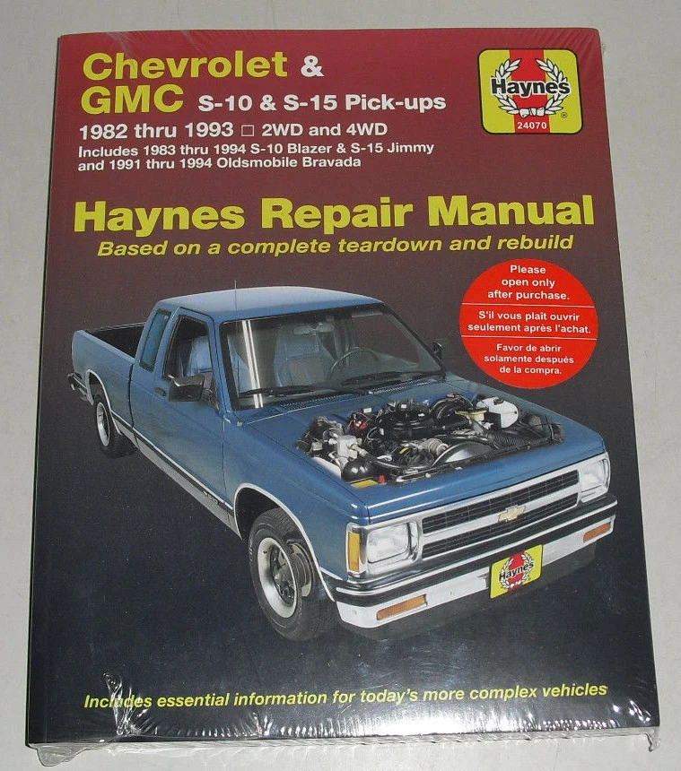 Repair Manual Chevrolet & GMC Pick-Up S-10 / S-15 / Blazer / Jimmy, 1982-93