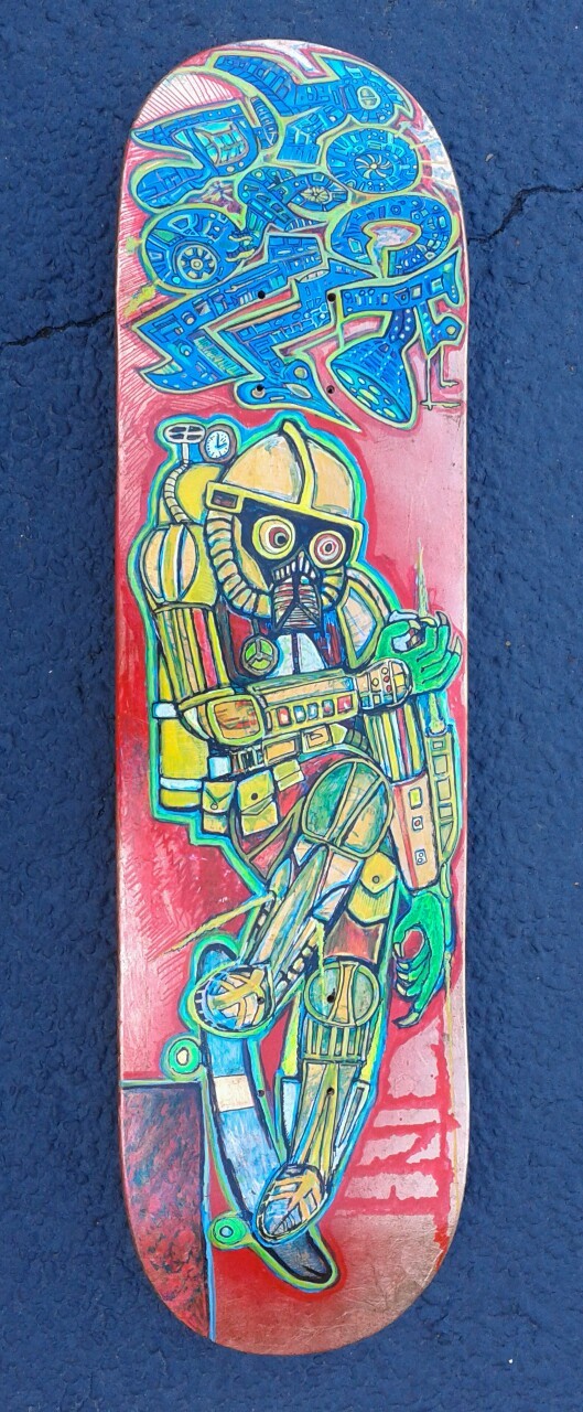 Alien Space Creature deep sea Custom skateboard deck Toxic Gas Mask Terror death