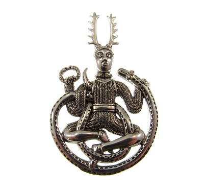 Handarbeit 925 Sterling Silber Keltischer Gott Cernunnos Anhänger, Gott der Unterwelt