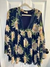 SHOW ME YOUR MUMU Mini Dress BLUE & Yellow Floral size M Flowy Boho Shift Lined