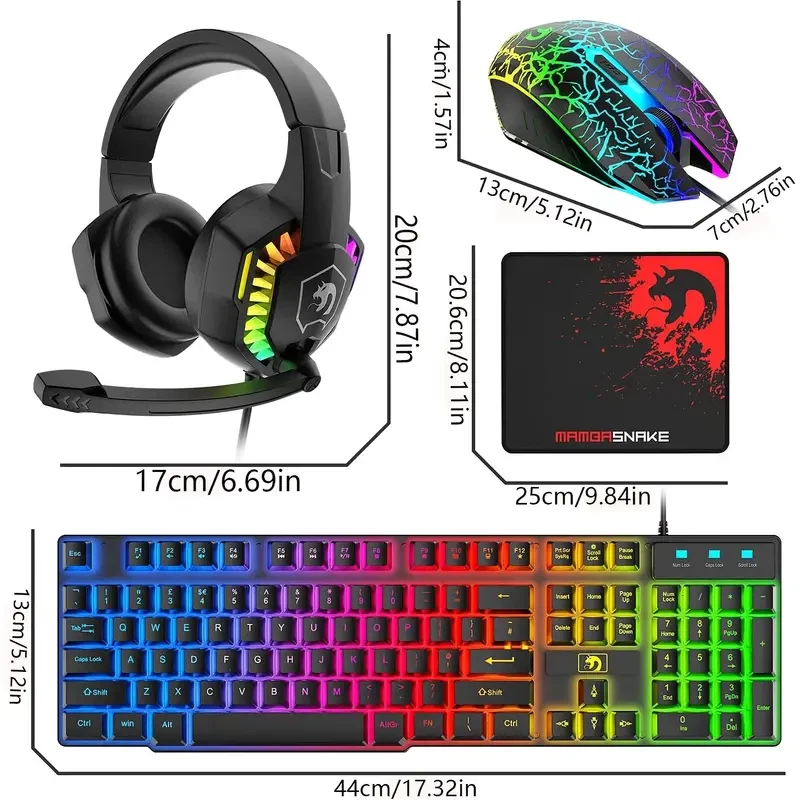 T11 Gaming Keyboard & Mouse & Headset & Mouse Pad Combo Set, Mechanical Feel Key - Image 3 of 4