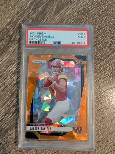 2024 Panini Prizm Jayden Daniels #347 Orange Ice Prizm Rookie (RC) PSA 9