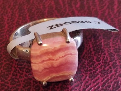 Gemporia 8ct Inca Rose Rhodochrosite Sterling Silver Ring Size N To O